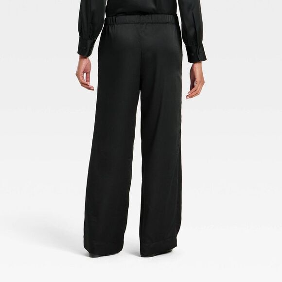 A New Day - Women's Satin Pull-On Pants - A New Day Black XS Black - Picture 2 of 3